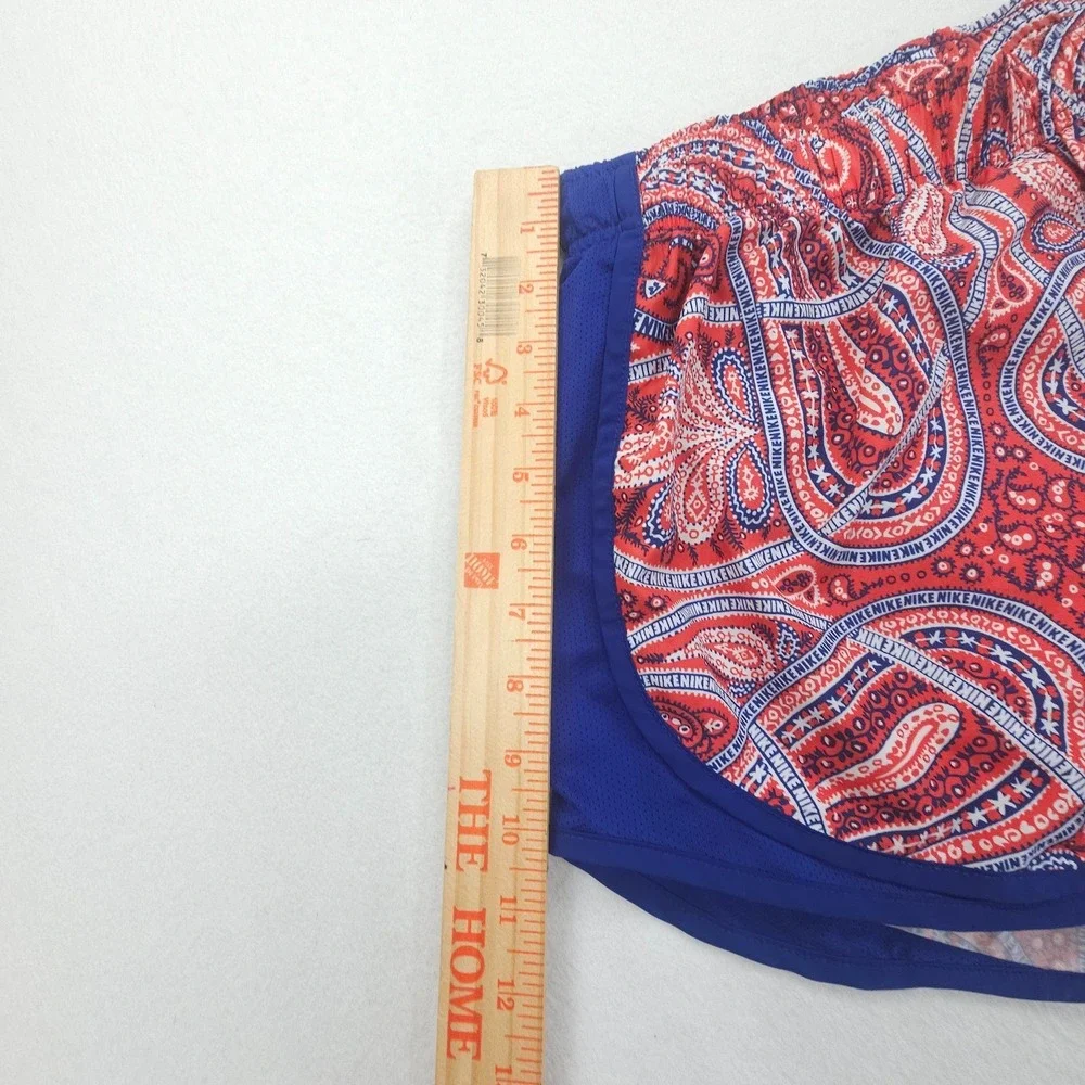 Nike Shorts Womens Large Red Blue Tempo Paisley Dri FIT Lined Running Athletic